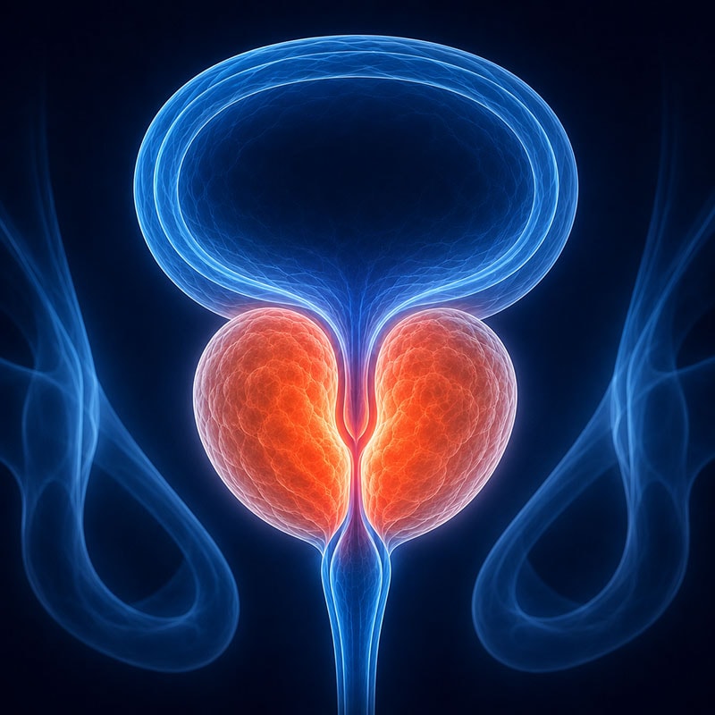 Ilustração da próstata aumentada (Hiperplasia Prostática Benigna)